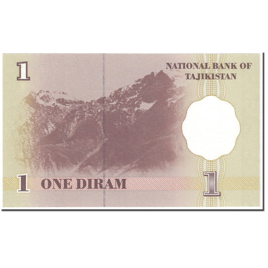 billete de banco, 
  
  Tayikistán, 
  
  1 diram