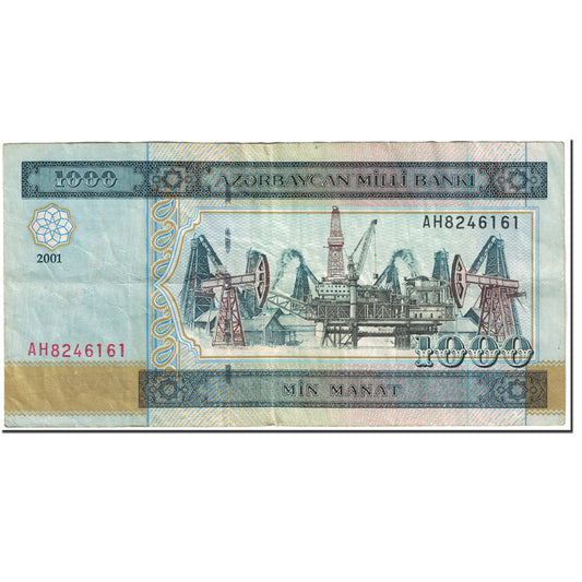 billete de banco, 
  
  Azerbaiyán, 
  
  1000 manats
