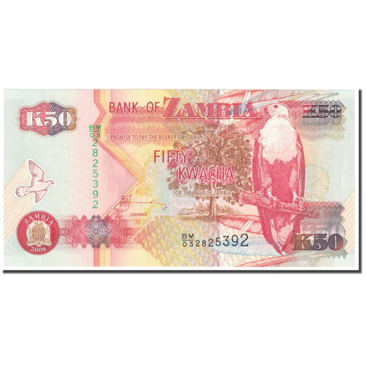 billete de banco, 
  
  Zambia, 
  
  50 kuachas
