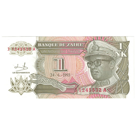 billete de banco, 
  
  Zaire, 
  
  1 Nuevo Zaire