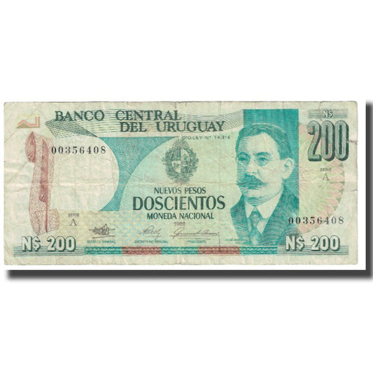 billete de banco, 
  
  Uruguay, 
  
  200 nuevos pesos