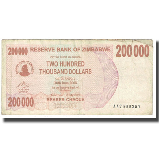 Billete de banco, 

Zimbabue, 

200