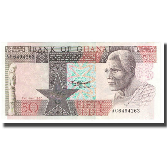 billete de banco, 
  
  Ghana, 
  
  50 cedis