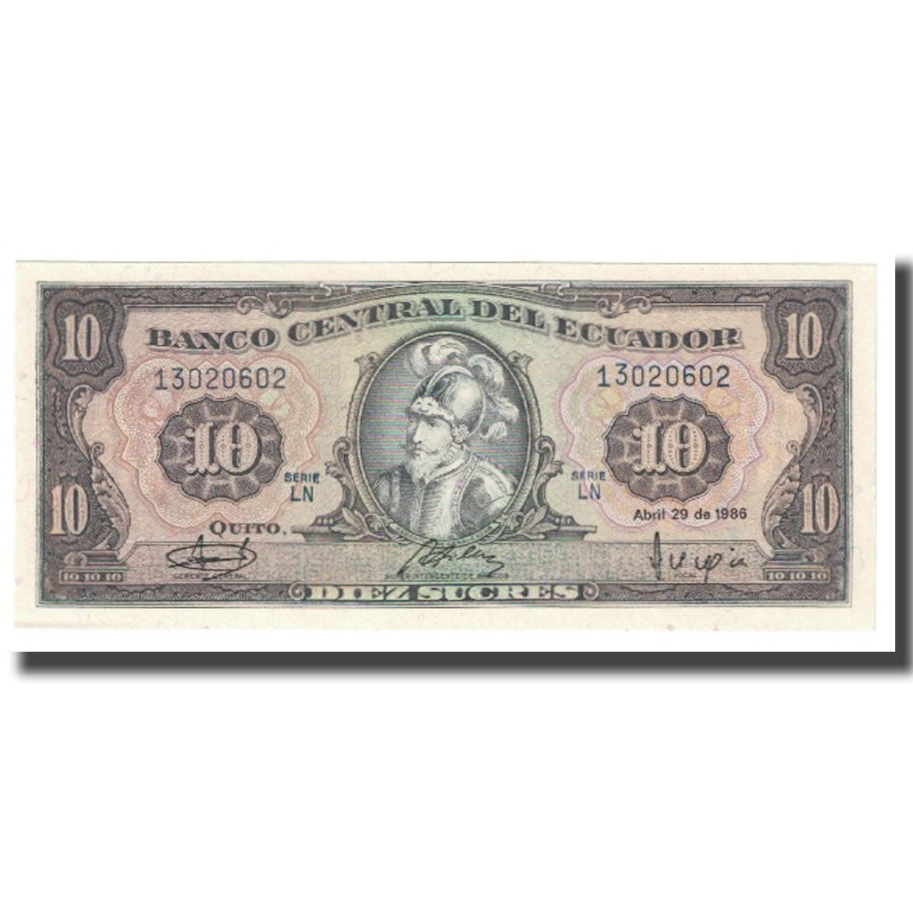 billete de banco, 
  
  Ecuador, 
  
  10 sucres
