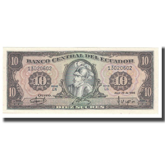 billete de banco, 
  
  Ecuador, 
  
  10 sucres