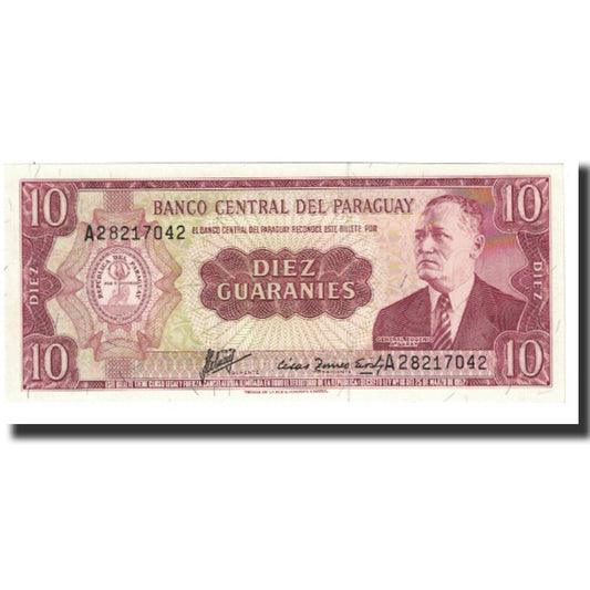 billete de banco, 
  
  paraguay, 
  
  10 guaraníes