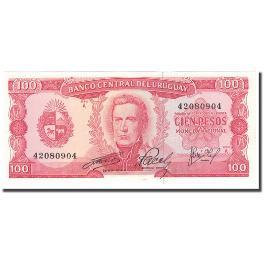 billete de banco, 
  
  Uruguay, 
  
  100 pesos