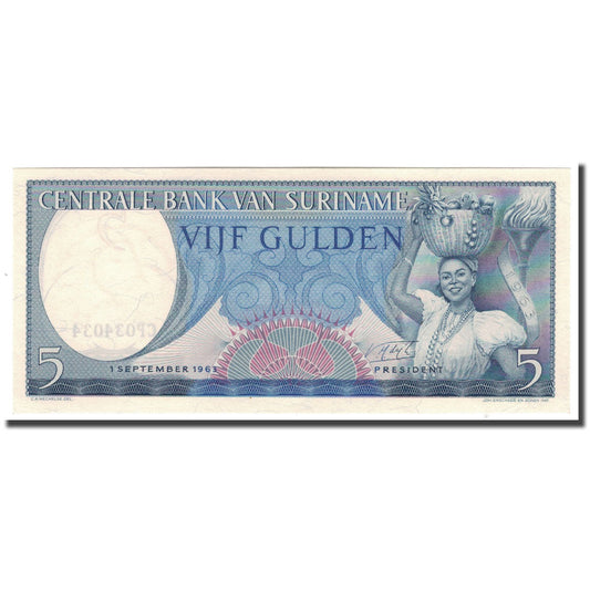 billete de banco, 
  
  Surinam, 
  
  5 florines