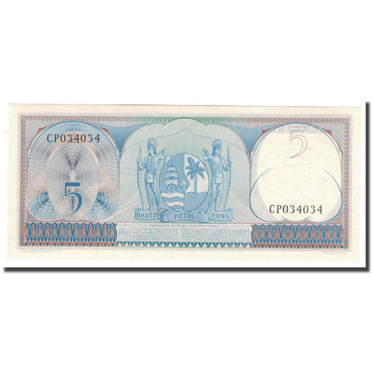 billete de banco, 
  
  Surinam, 
  
  5 florines