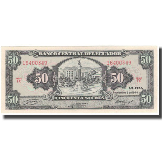 billete de banco, 
  
  Ecuador, 
  
  50 sucres