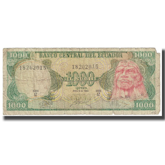 billete de banco, 
  
  Ecuador, 
  
  1000 sucres