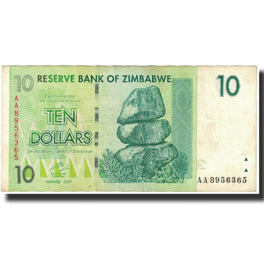 Billete de 10 dólares de Zimbabue