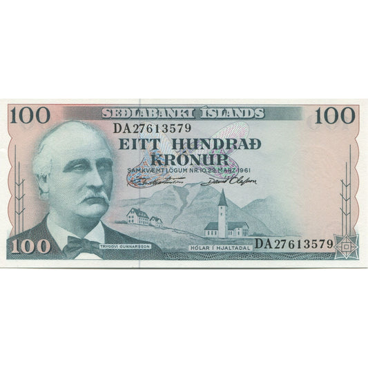 Billete de banco, Islandia, 100 coronas