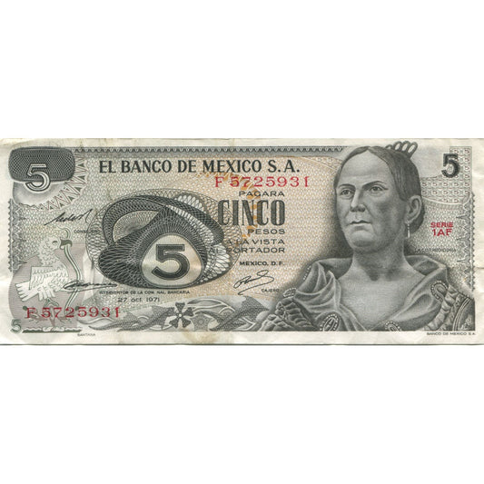 billete de banco, 
  
  México, 
  
  5 pesos