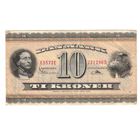 billete de banco, 
  
  Dinamarca, 
  
  10 coronas