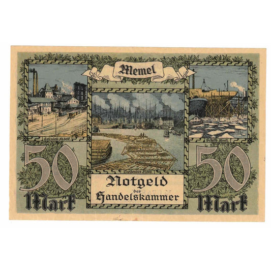 billete de banco, 
  
  Memel, 
  
  50 marcos