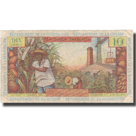 Billete de 10 francos de las Antillas Francesas