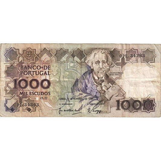 billete de banco, 
  
  Portugal, 
  
  1000 escudos