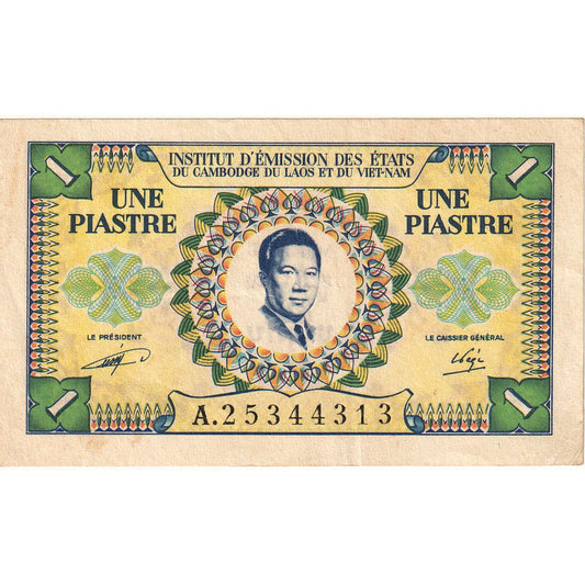 billete de banco, 
  
  INDOCHINA FRANCESA, 
  
  1 piastra = 1 riel