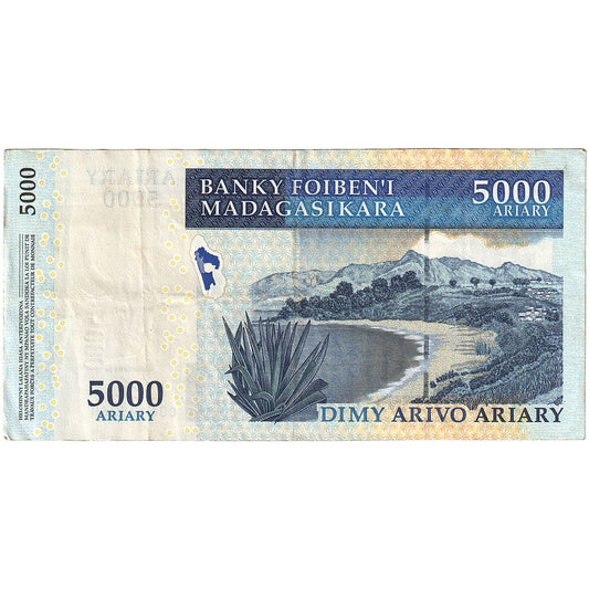 billete de banco, 
  
  Madagascar, 
  
  5000 Ariary