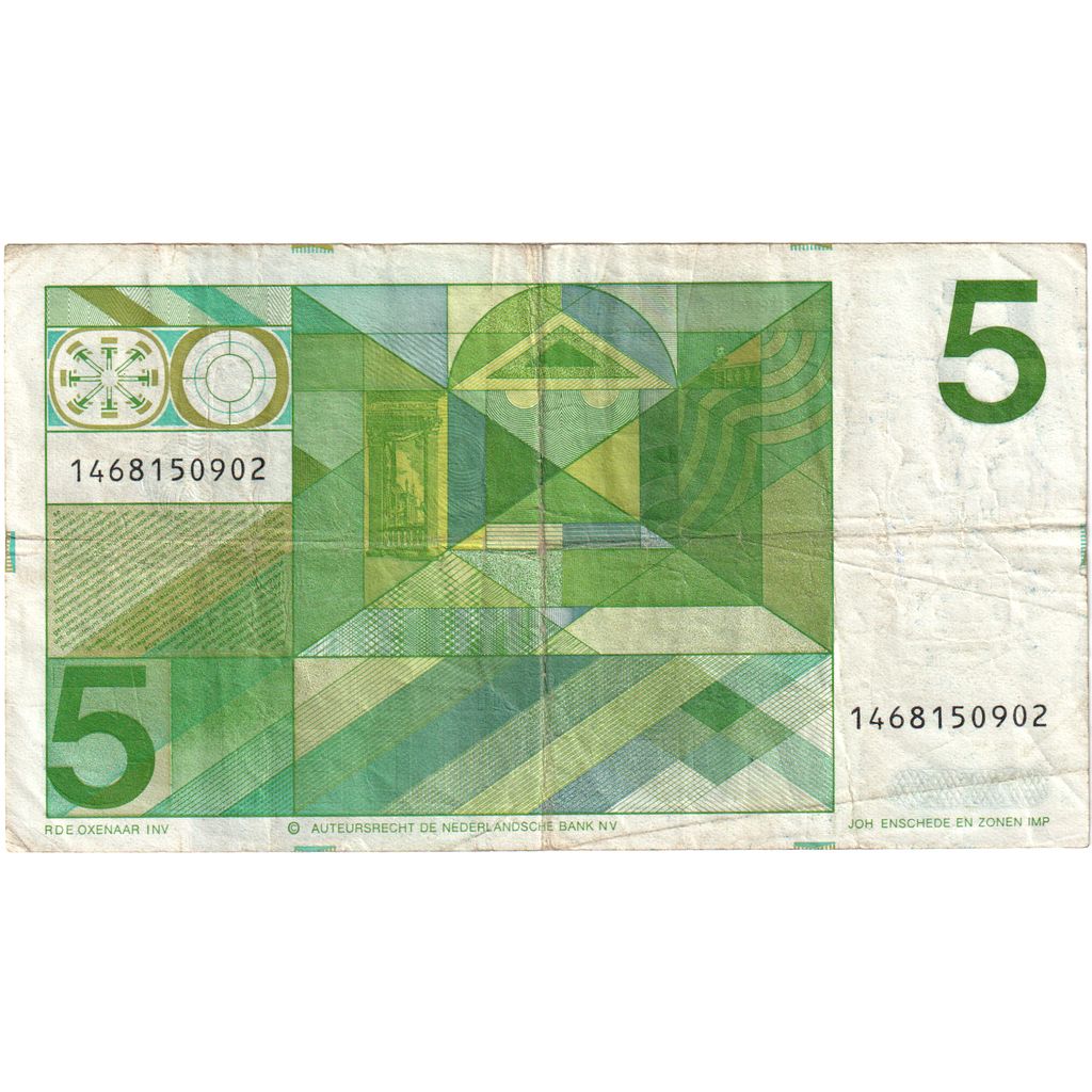 Países Bajos, 
  
  5 florines, 
  
  1973