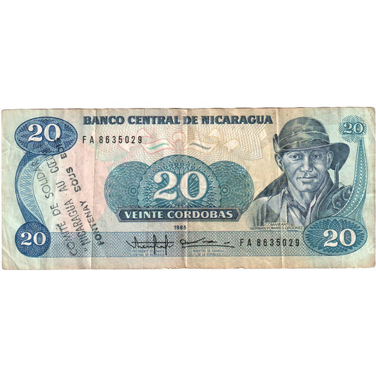 Nicaragua, 

20 córdobas, 

1985