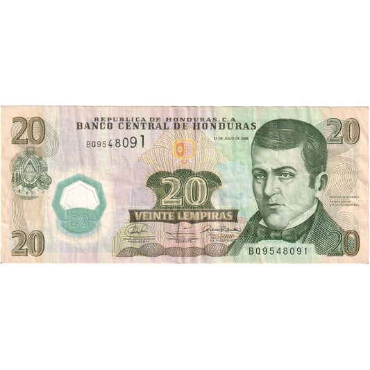 Honduras, 
  
  20 Lempiras, 
  
  2008