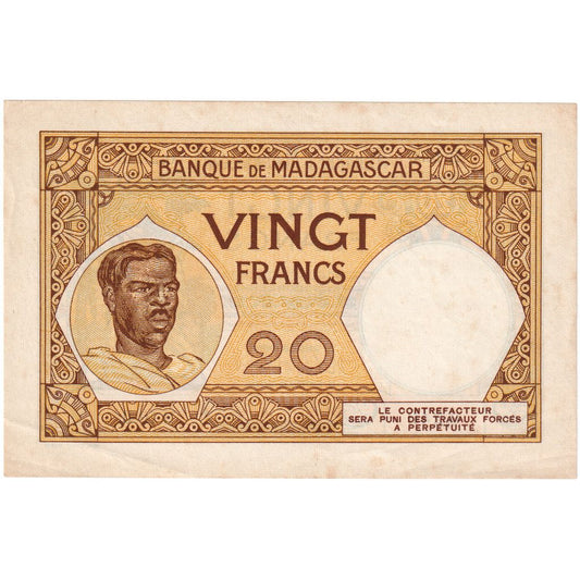 Madagascar, 

20 francos, 

1937