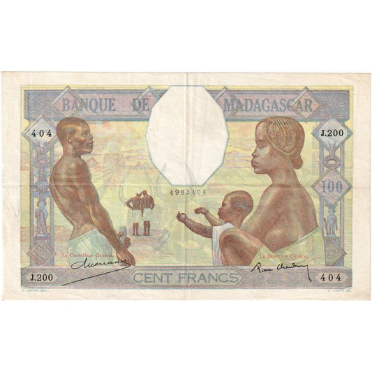 Madagascar, 

100 francos, 

Sin fecha (aprox. 1937)
