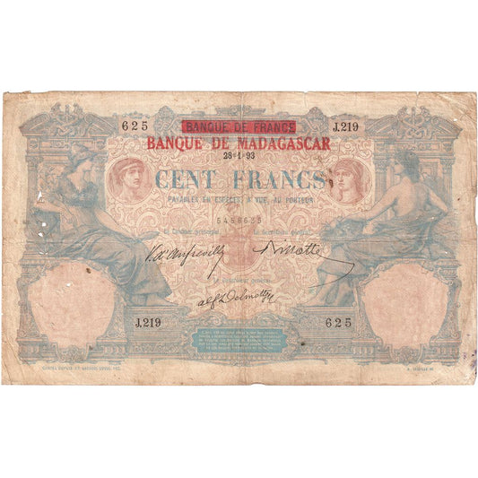 Madagascar, 

100 francos, 

1893