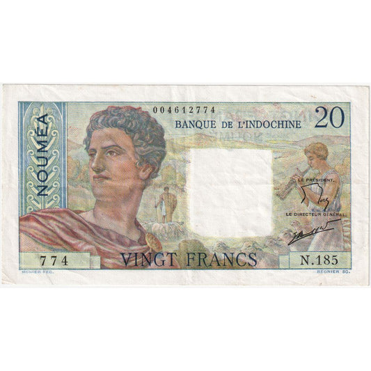 Nueva Caledonia, 
  
  20 francos, 
  
  NOUMEA