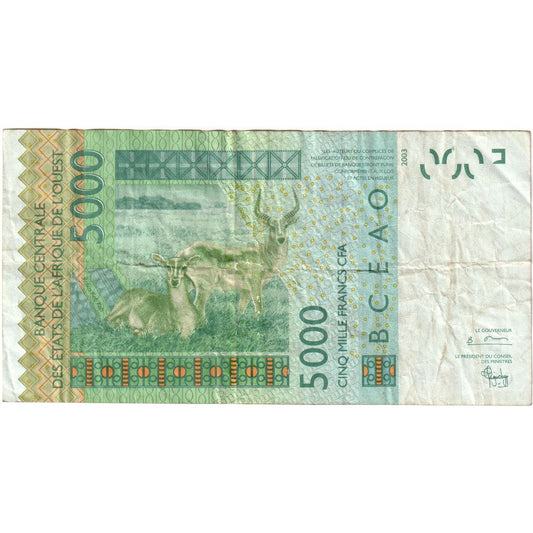 Estados de África Occidental, 

5000 francos, 

VF (20-25)