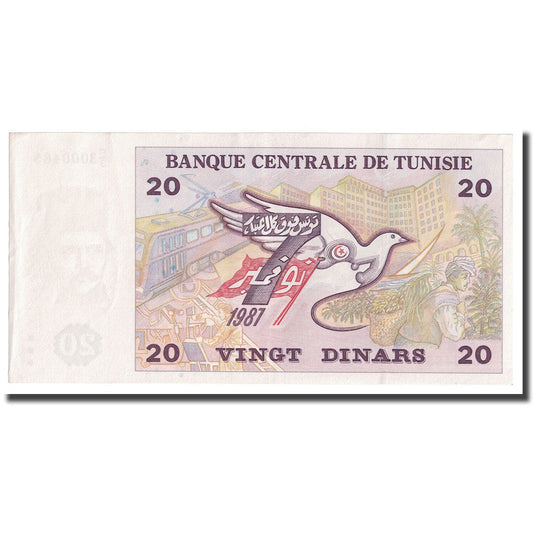 Billete de 20 dinares de Túnez