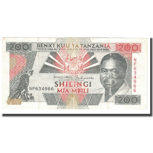 billete de banco, 
  
  Tanzania, 
  
  200 chelines