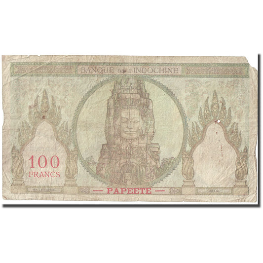 Billete de Tahití de 100 francos