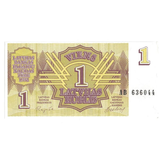 billete de banco, 
  
  Letonia, 
  
  1 rublis