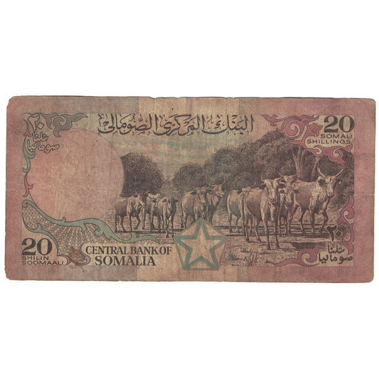billete de banco, 
  
  Somalia, 
  
  20 chelines = 20 chelines
