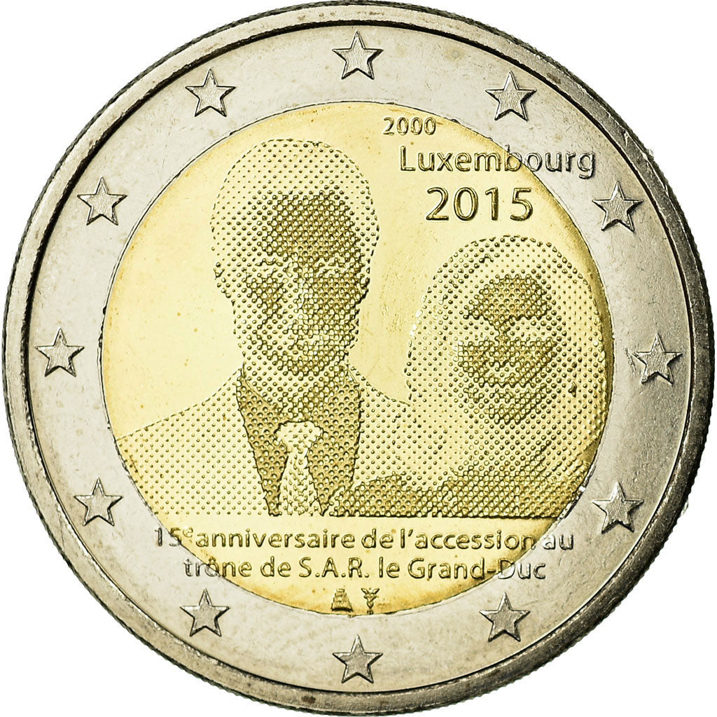 Luxemburgo, 
  
  2 euros, 
  
  15º aniversario del coronamiento del gran duque Enrique