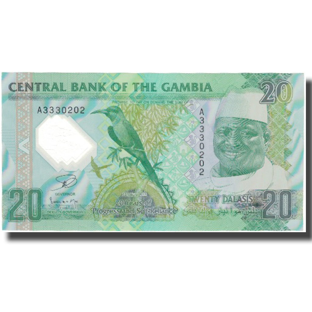 billete de banco, 
  
  Gambia, 
  
  20 Dalasis