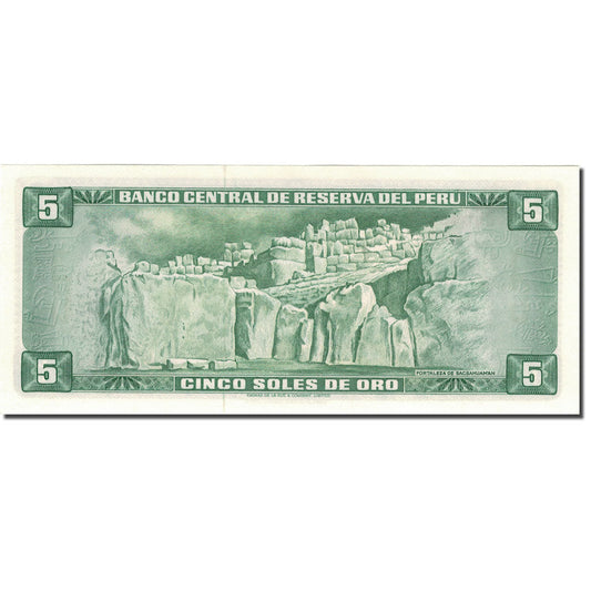 billete de banco, 
  
  Perú, 
  
  5 Soles De Oro