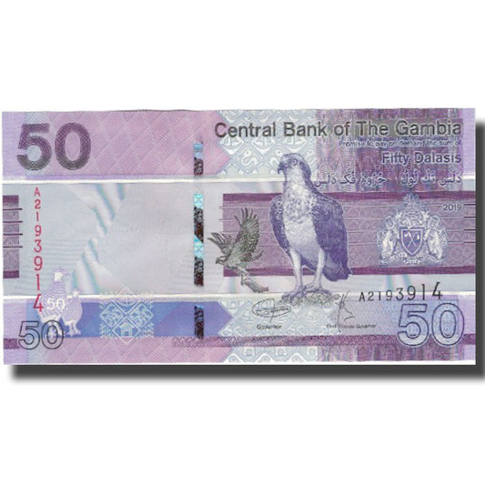 billete de banco, 
  
  Gambia, 
  
  50 Dalasis