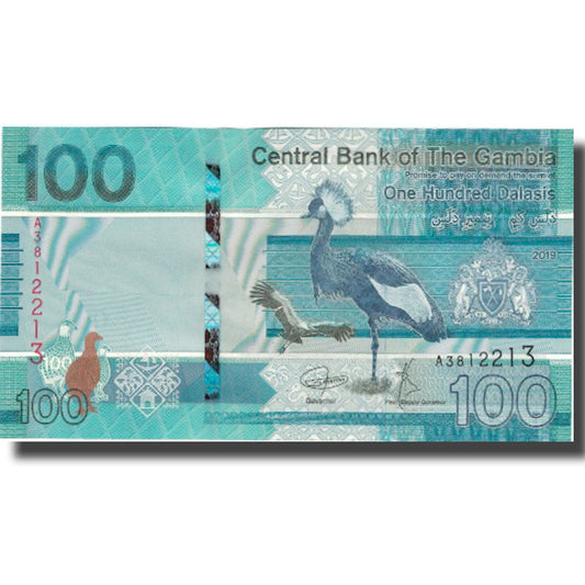 billete de banco, 
  
  Gambia, 
  
  100 Dalasis