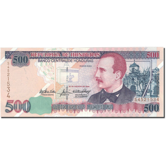billete de banco, 
  
  Honduras, 
  
  500 Lempiras
