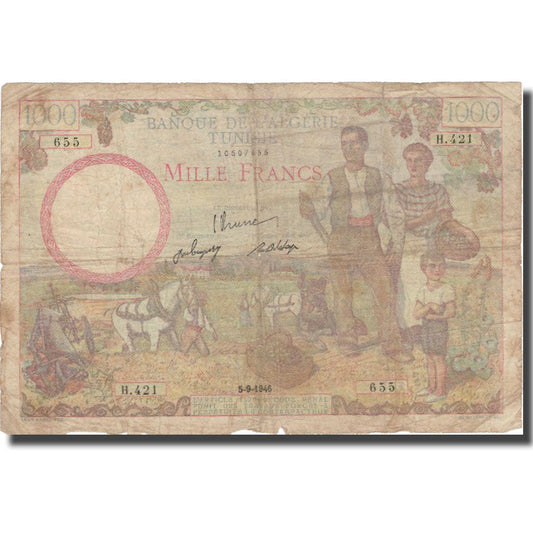 Billete de 1000 francos de Túnez