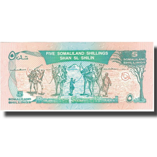 billete de banco, 
  
  somalilandia, 
  
  5 chelines = 5 chelines