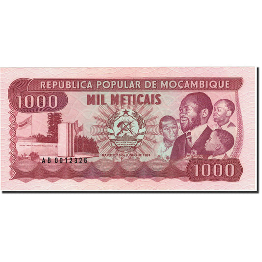 billete de banco, 
  
  Mozambique, 
  
  1000 Meticales