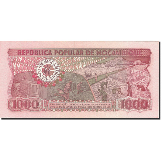 billete de banco, 
  
  Mozambique, 
  
  1000 Meticales