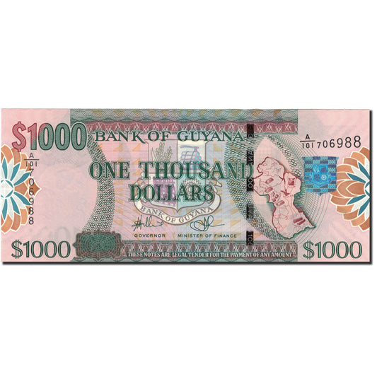 Billete de 1000 dólares de Guyana