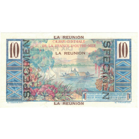 billete de banco, 
  
  Reunión, 
  
  10 francos