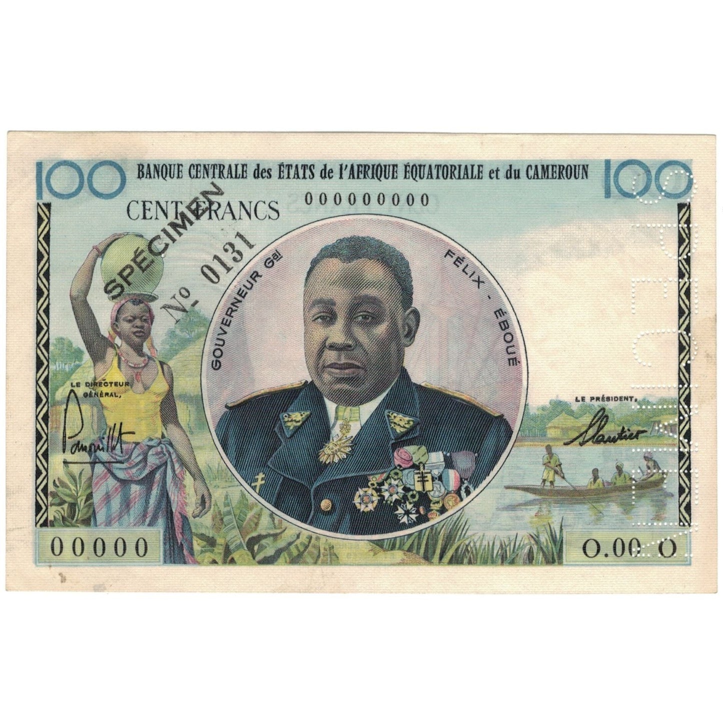 Billete de 100 francos de los Estados de África Central